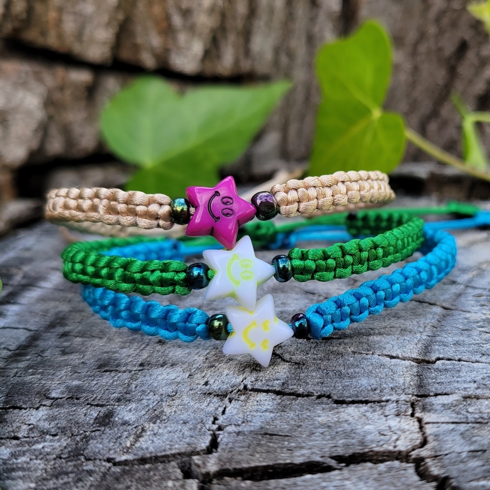 Smiley Face Macramé Adjustable Bracelets